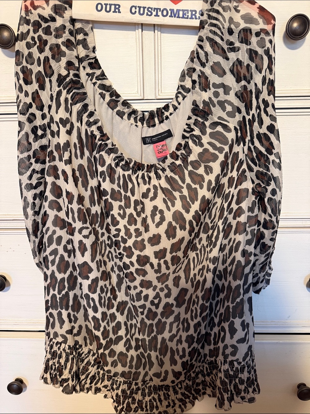 Leopard is trending !! INC International Concepts Sheer Leopard Print Blouse.